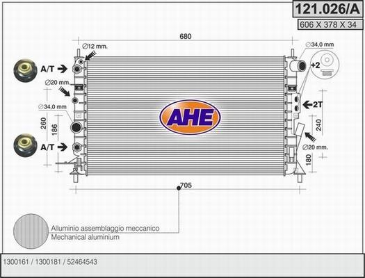 AHE 121.026/A - Радиатор, охлаждение двигателя autosila-amz.com