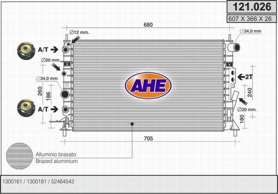 AHE 121.026 - Радиатор, охлаждение двигателя autosila-amz.com