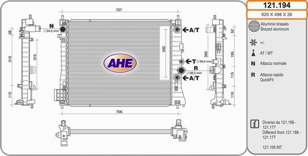 AHE 121.194 - Радиатор, охлаждение двигателя autosila-amz.com