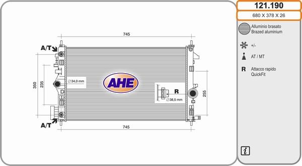 AHE 121.190 - Радиатор, охлаждение двигателя autosila-amz.com