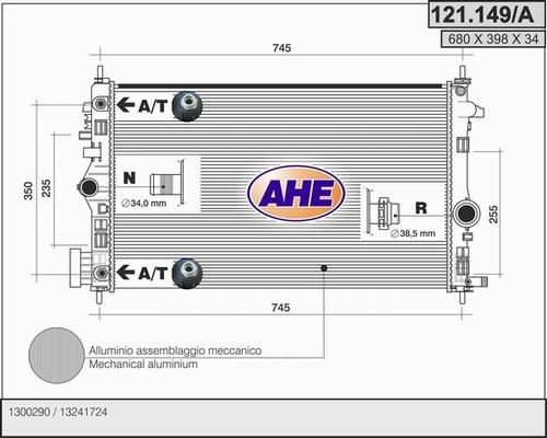 AHE 121.149/A - Радиатор, охлаждение двигателя autosila-amz.com