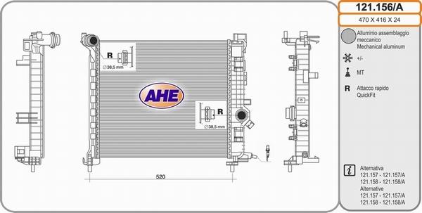 AHE 121.156/A - Радиатор, охлаждение двигателя autosila-amz.com