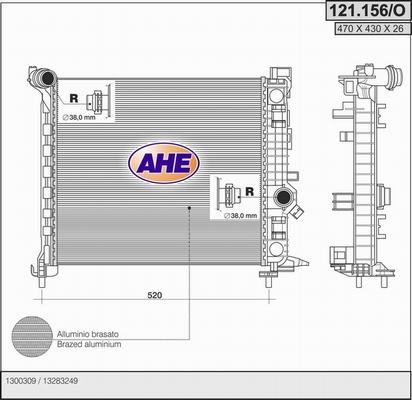 AHE 121.156/O - Радиатор, охлаждение двигателя autosila-amz.com