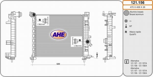 AHE 121.156 - Радиатор, охлаждение двигателя autosila-amz.com