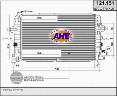 AHE 121.151 - Радиатор, охлаждение двигателя autosila-amz.com