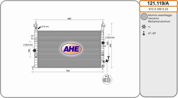 AHE 121.119/A - Радиатор, охлаждение двигателя autosila-amz.com