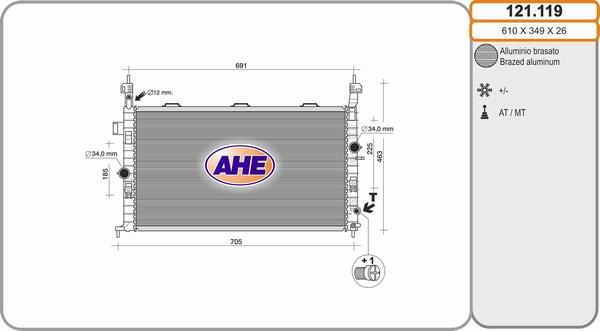 AHE 121.119 - Радиатор, охлаждение двигателя autosila-amz.com