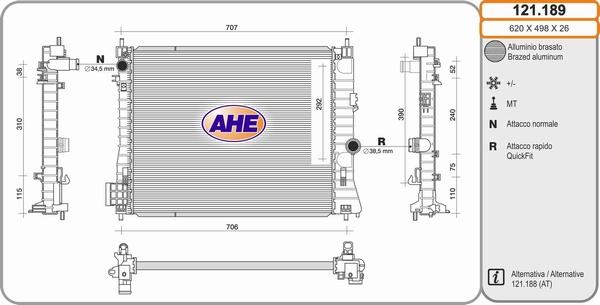 AHE 121.189 - Радиатор, охлаждение двигателя autosila-amz.com