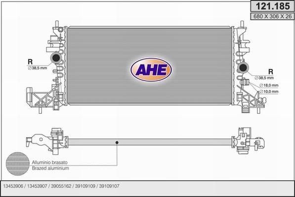 AHE 121.185 - Радиатор, охлаждение двигателя autosila-amz.com