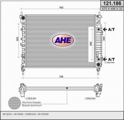 AHE 121.186 - Радиатор, охлаждение двигателя autosila-amz.com