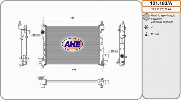 AHE 121.183/A - Радиатор, охлаждение двигателя autosila-amz.com