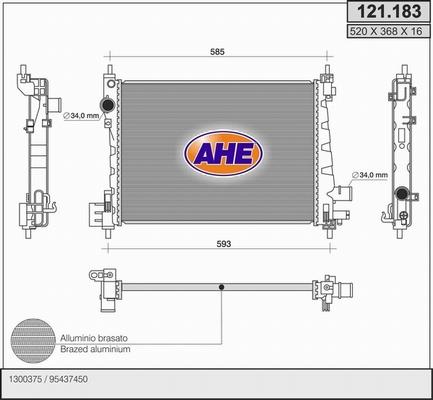 AHE 121.183 - Радиатор, охлаждение двигателя autosila-amz.com