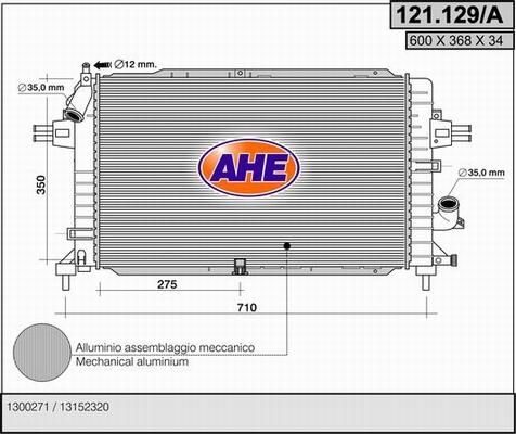 AHE 121.129/A - Радиатор, охлаждение двигателя autosila-amz.com