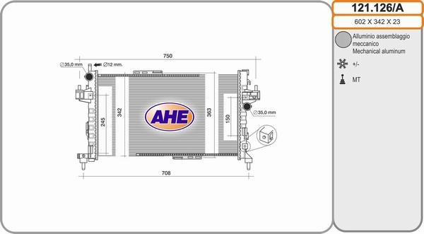 AHE 121.126/A - Радиатор, охлаждение двигателя autosila-amz.com