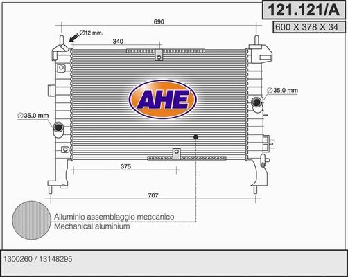 AHE 121.121/A - Радиатор, охлаждение двигателя autosila-amz.com