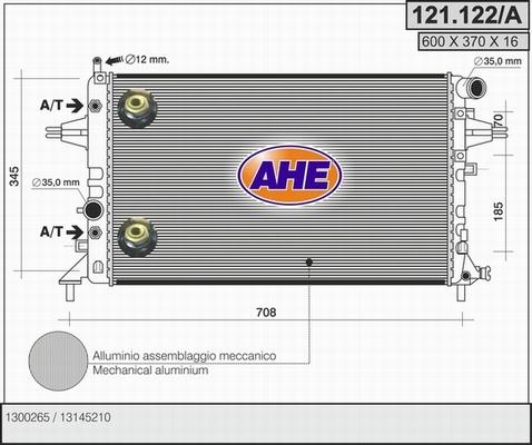 AHE 121.122/A - Радиатор, охлаждение двигателя autosila-amz.com