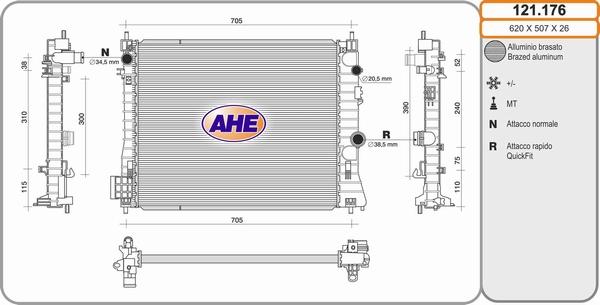 AHE 121.176 - Радиатор, охлаждение двигателя autosila-amz.com