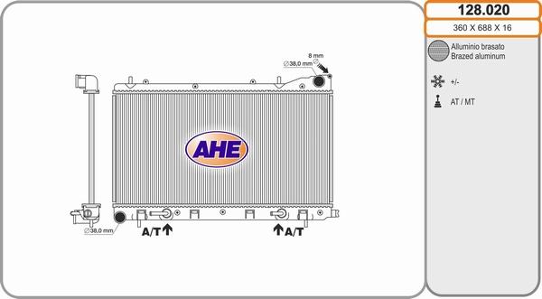 AHE 128.020 - Радиатор, охлаждение двигателя autosila-amz.com
