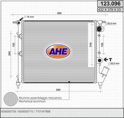 AHE 123.096 - Радиатор, охлаждение двигателя autosila-amz.com