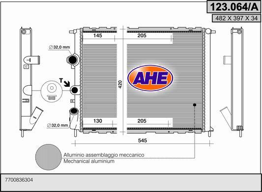 AHE 123.064/A - Радиатор, охлаждение двигателя autosila-amz.com