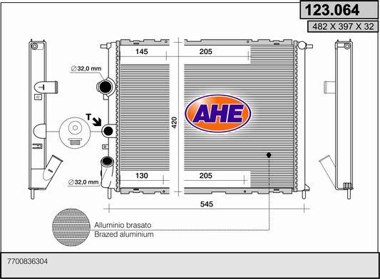 AHE 123.064 - Радиатор, охлаждение двигателя autosila-amz.com