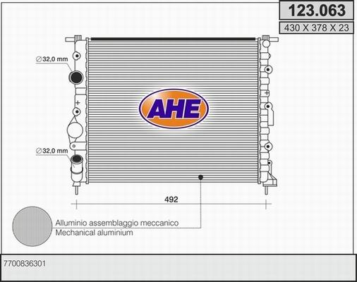 AHE 123.063 - Радиатор, охлаждение двигателя autosila-amz.com