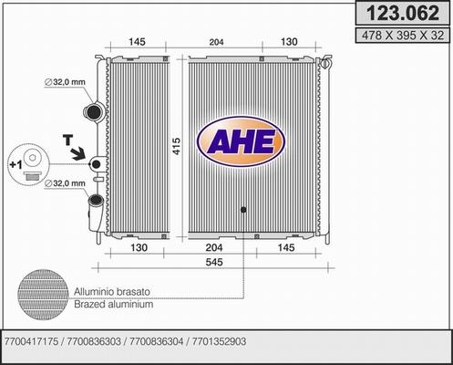 AHE 123.062 - Радиатор, охлаждение двигателя autosila-amz.com