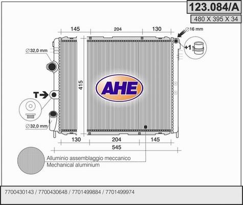 AHE 123.084/A - Радиатор, охлаждение двигателя autosila-amz.com