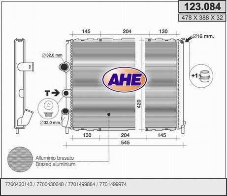 AHE 123.084 - Радиатор, охлаждение двигателя autosila-amz.com