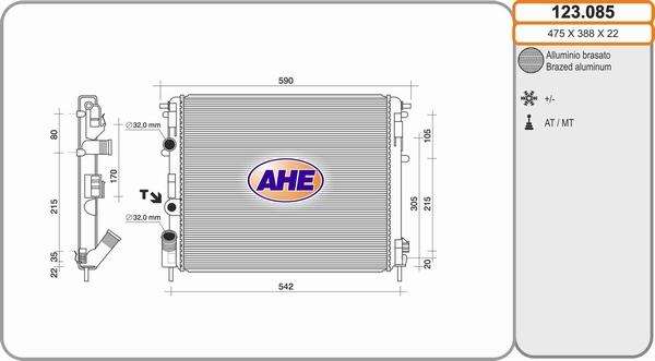 AHE 123.085 - Радиатор, охлаждение двигателя autosila-amz.com