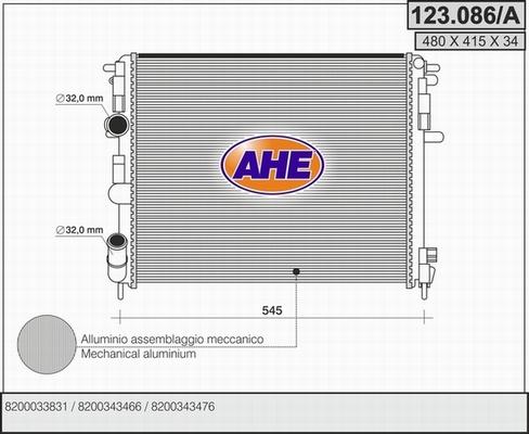 AHE 123.086/A - Радиатор, охлаждение двигателя autosila-amz.com