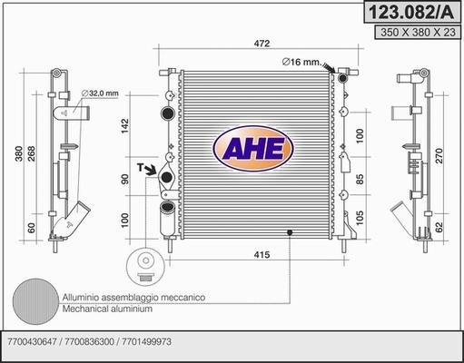 AHE 123.082/A - Радиатор, охлаждение двигателя autosila-amz.com