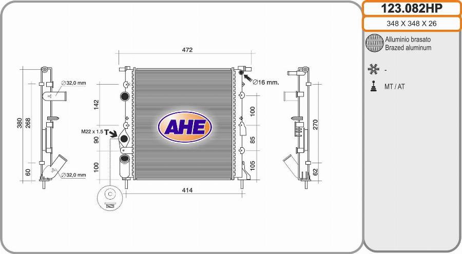 AHE 123.082HP - Радиатор, охлаждение двигателя autosila-amz.com