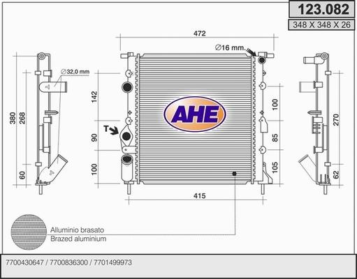 AHE 123.082 - Радиатор, охлаждение двигателя autosila-amz.com