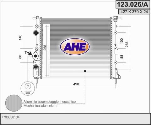 AHE 123.026/A - Радиатор, охлаждение двигателя autosila-amz.com