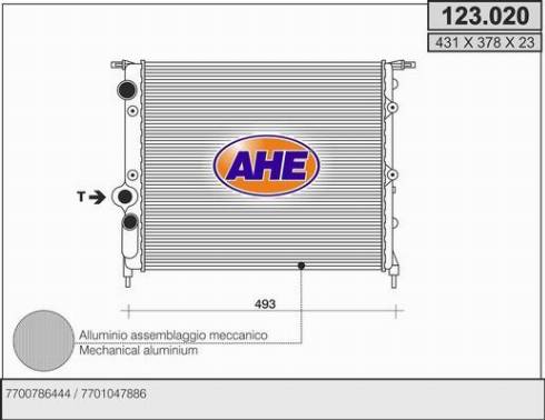 AHE 123.020 - Радиатор, охлаждение двигателя autosila-amz.com