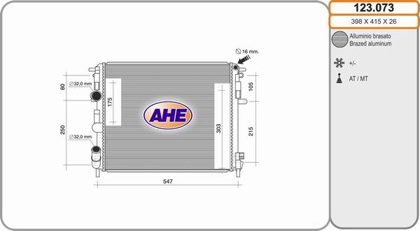 AHE 123.073 - Радиатор, охлаждение двигателя autosila-amz.com