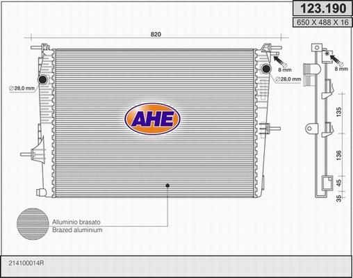 AHE 123.190 - Радиатор, охлаждение двигателя autosila-amz.com