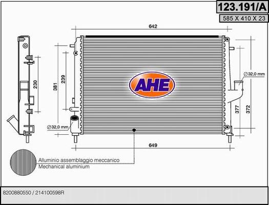 AHE 123.191/A - Радиатор, охлаждение двигателя autosila-amz.com