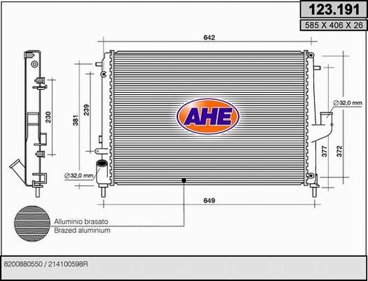 AHE 123.191 - Радиатор, охлаждение двигателя autosila-amz.com