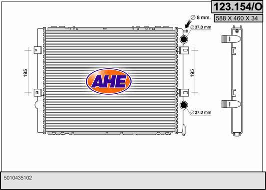 AHE 123.154/O - Радиатор, охлаждение двигателя autosila-amz.com