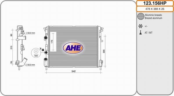 AHE 123.156HP - Радиатор, охлаждение двигателя autosila-amz.com