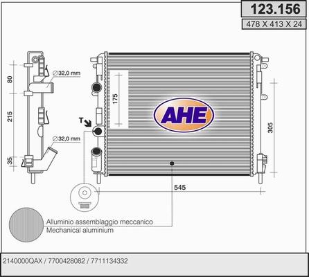 AHE 123.156 - Радиатор, охлаждение двигателя autosila-amz.com
