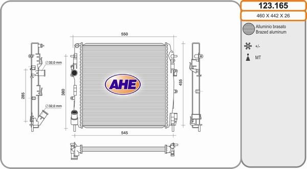 AHE 123.165 - Радиатор, охлаждение двигателя autosila-amz.com