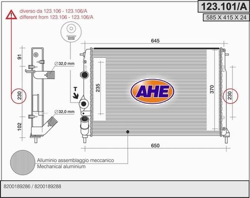 AHE 123.101/A - Радиатор, охлаждение двигателя autosila-amz.com