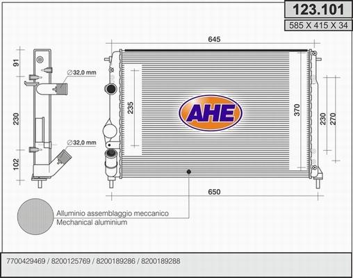 AHE 123.101 - Радиатор, охлаждение двигателя autosila-amz.com