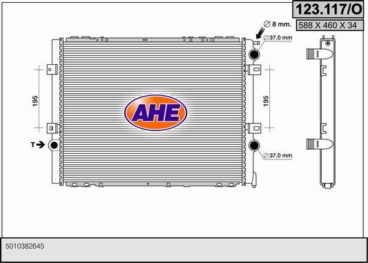 AHE 123.117/O - Радиатор, охлаждение двигателя autosila-amz.com