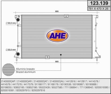 AHE 123.139 - Радиатор, охлаждение двигателя autosila-amz.com
