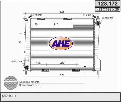 AHE 123.172 - Радиатор, охлаждение двигателя autosila-amz.com