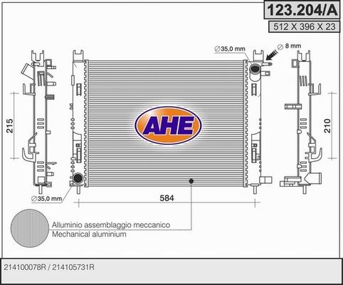 AHE 123.204/A - Радиатор, охлаждение двигателя autosila-amz.com